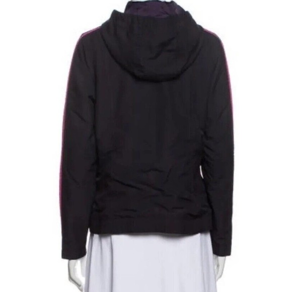 Adidas Windbreaker Hooded Full Zip Waterproof Navy/ Pink Strip Women’s Size L - Picture 6 of 6